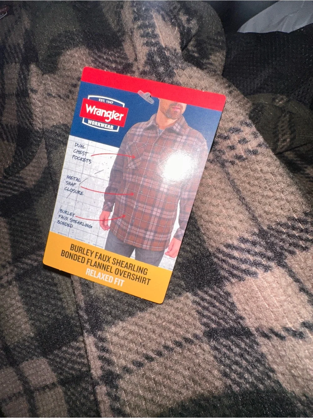 Wrangler Burley Faux Shearling Bonded Flannel Overshirt